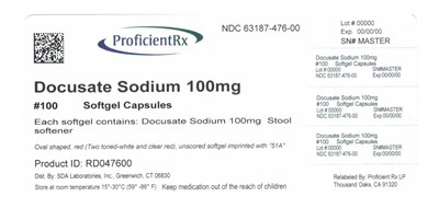 63187-476-00 (Docusate Sodium 100 mg Capsule 1000 Ct Label)
